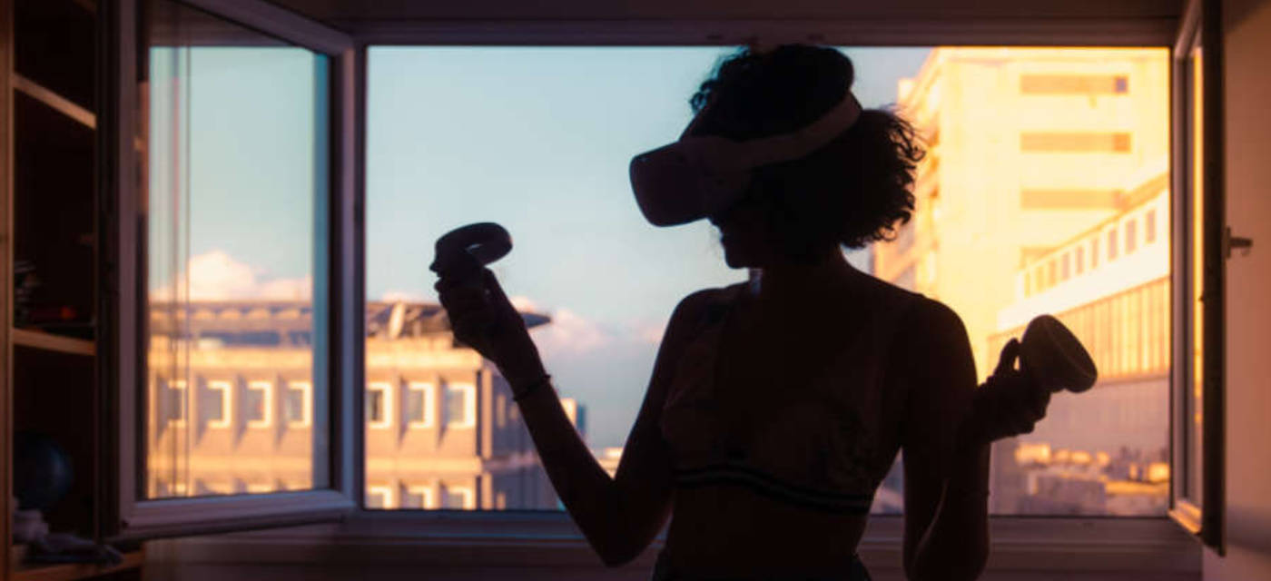 Woman enjoying her Virtual Reality Headset