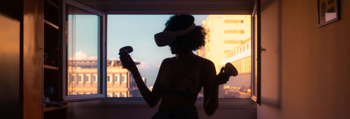 Woman enjoying her Virtual Reality Headset